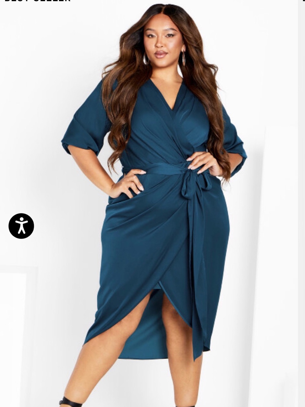 City Chic Teal Wrap Midi Dress